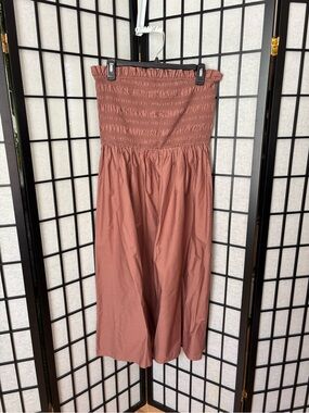 NWOT Strapless Smocked Midi Dress in Dusty Rose